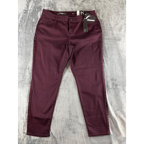 NWT Simply Vera Vera Wang Skinny Pants Burgundy 12PS Stretch Skinny - Picture 1 of 10
